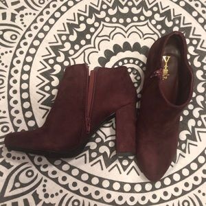 Stylish Oxblood heeled booties size 9, worn 1x